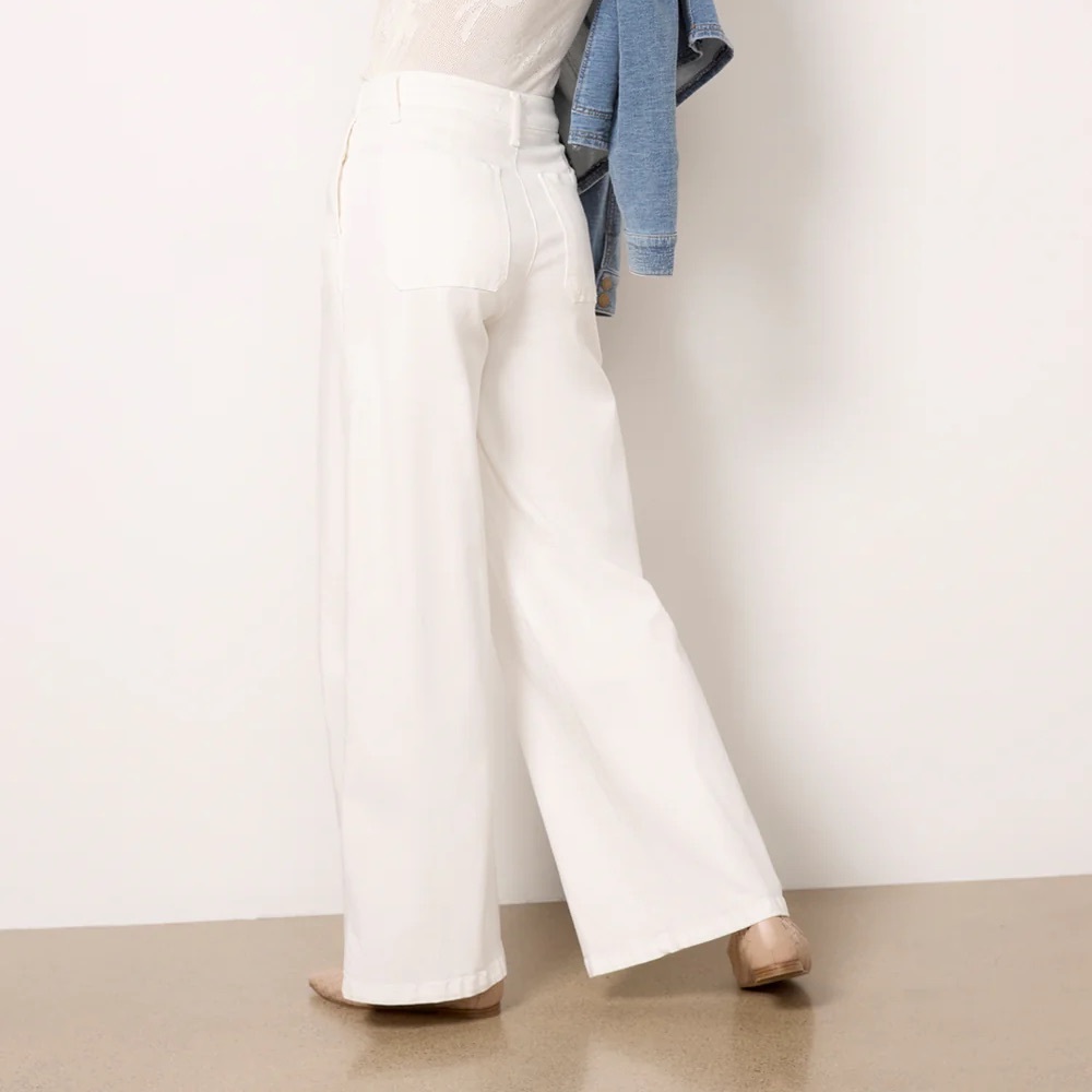 KUT From The KLOTH Jeans Meg Wide Leg White Twill Stretch Pants Plus Size 12 NWT - Picture 4 of 8